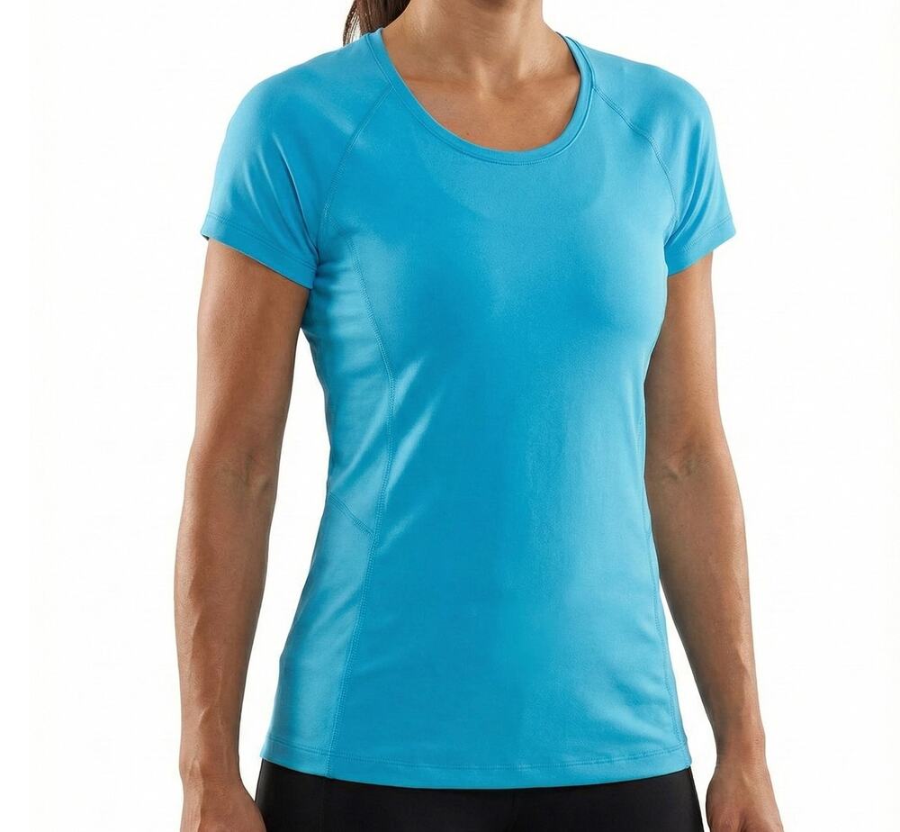 Exertek Womens Medium Blue Cap Sleeve Short Sleeve T-Shirt Cotton Polyester